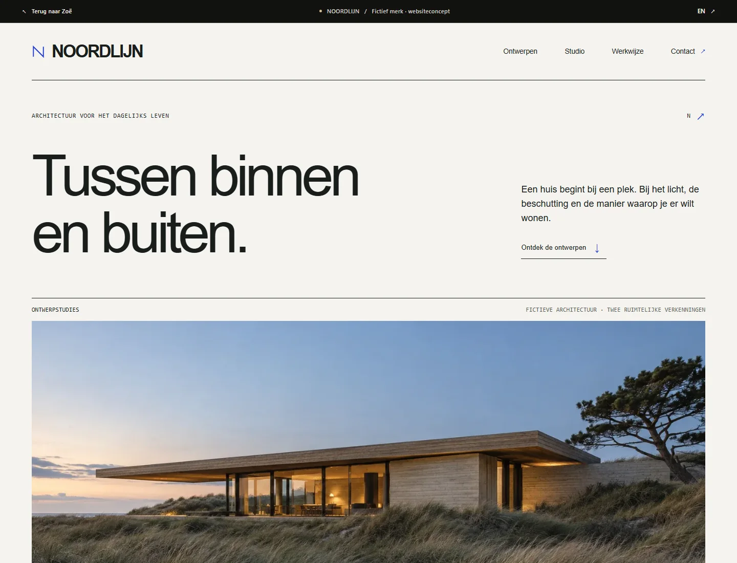 Desktopweergave van mijn NOORDLIJN-websiteconcept.