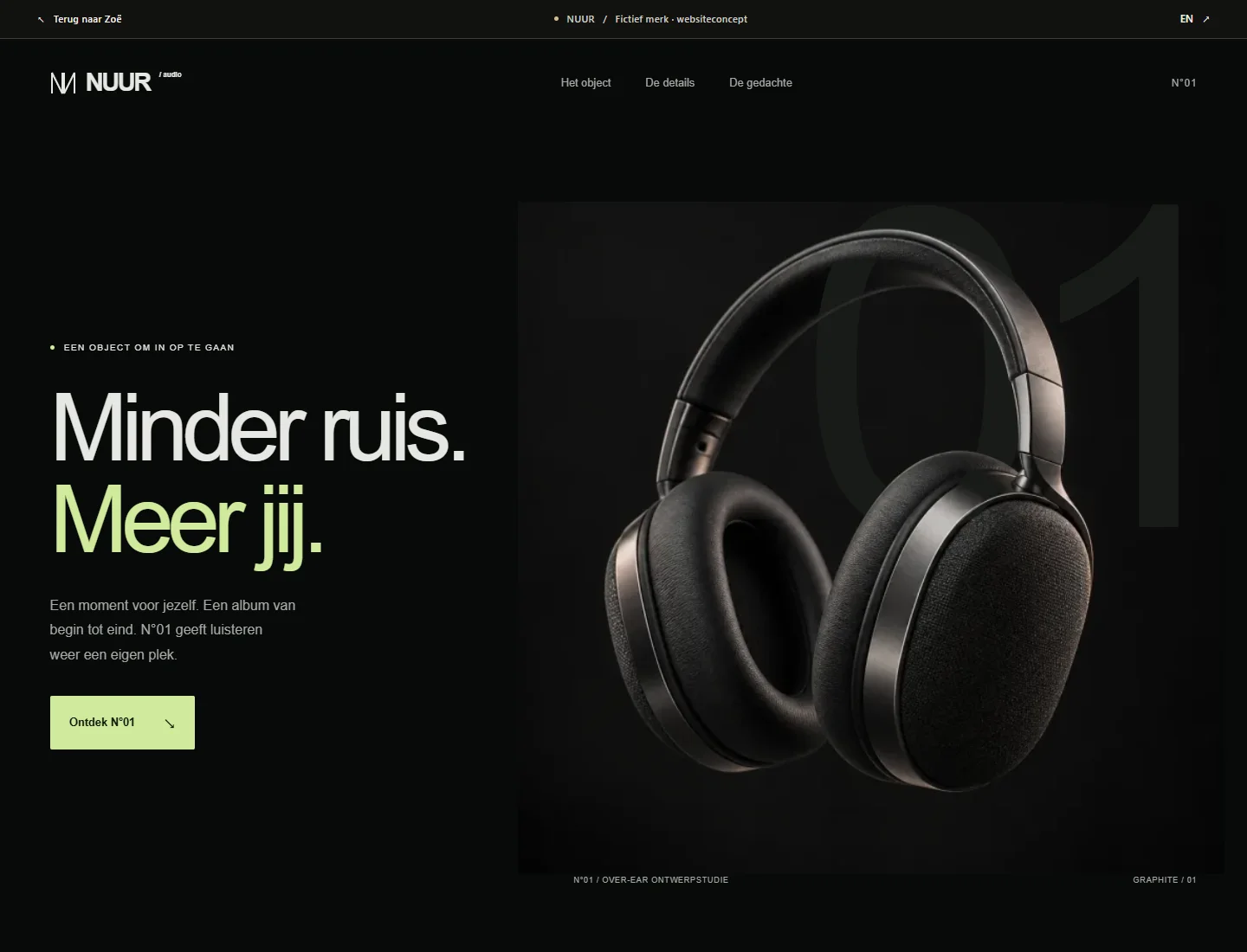Desktopweergave van mijn NUUR-websiteconcept.