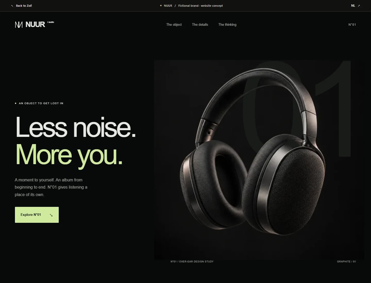 Desktop view of my NUUR website concept.